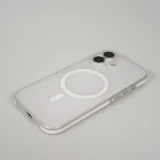 iPhone 17 Case H&uuml;lle - Transparente MagSafe H&uuml;lle gestreift mit seitlichen Verzierungen - Weiss