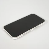 iPhone 17 Case H&uuml;lle - Transparente MagSafe H&uuml;lle gestreift mit seitlichen Verzierungen - Weiss