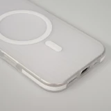 iPhone 17 Case H&uuml;lle - Transparente MagSafe H&uuml;lle gestreift mit seitlichen Verzierungen - Weiss