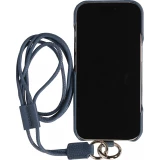 iPhone 17 Case Hülle - Urban Chic in Echtleder mit Schulterkordel und Rundumschutz - Blau
