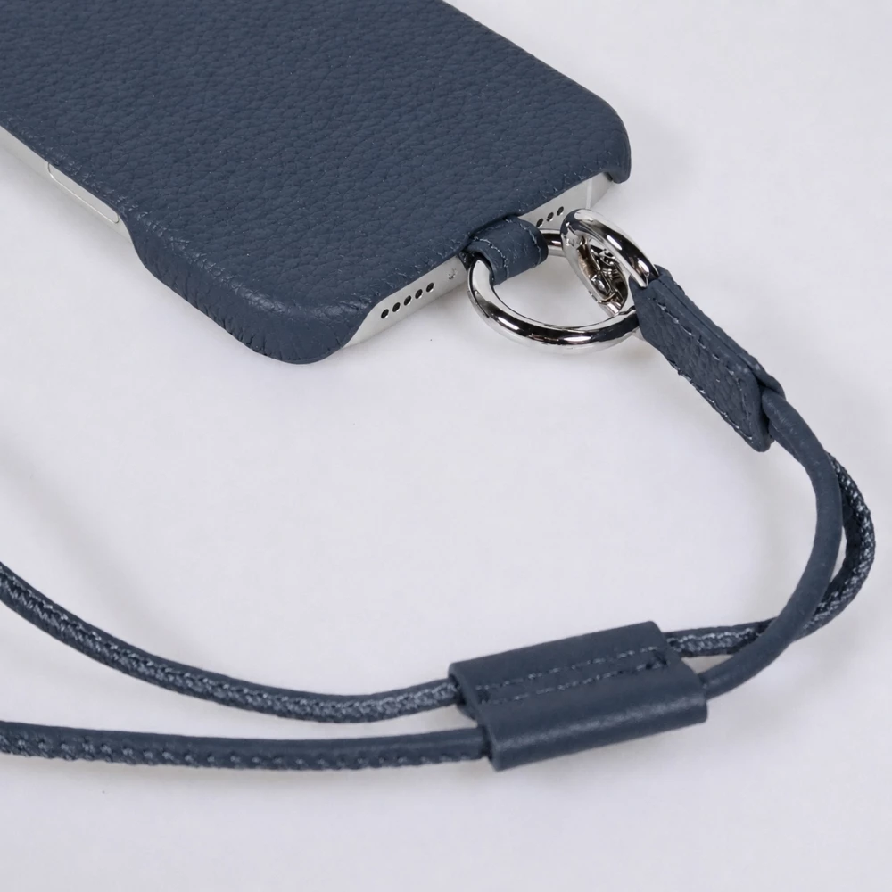 iPhone 17 Case Hülle - Urban Chic in Echtleder mit Schulterkordel und Rundumschutz - Blau