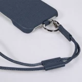 iPhone 17 Case Hülle - Urban Chic in Echtleder mit Schulterkordel und Rundumschutz - Blau