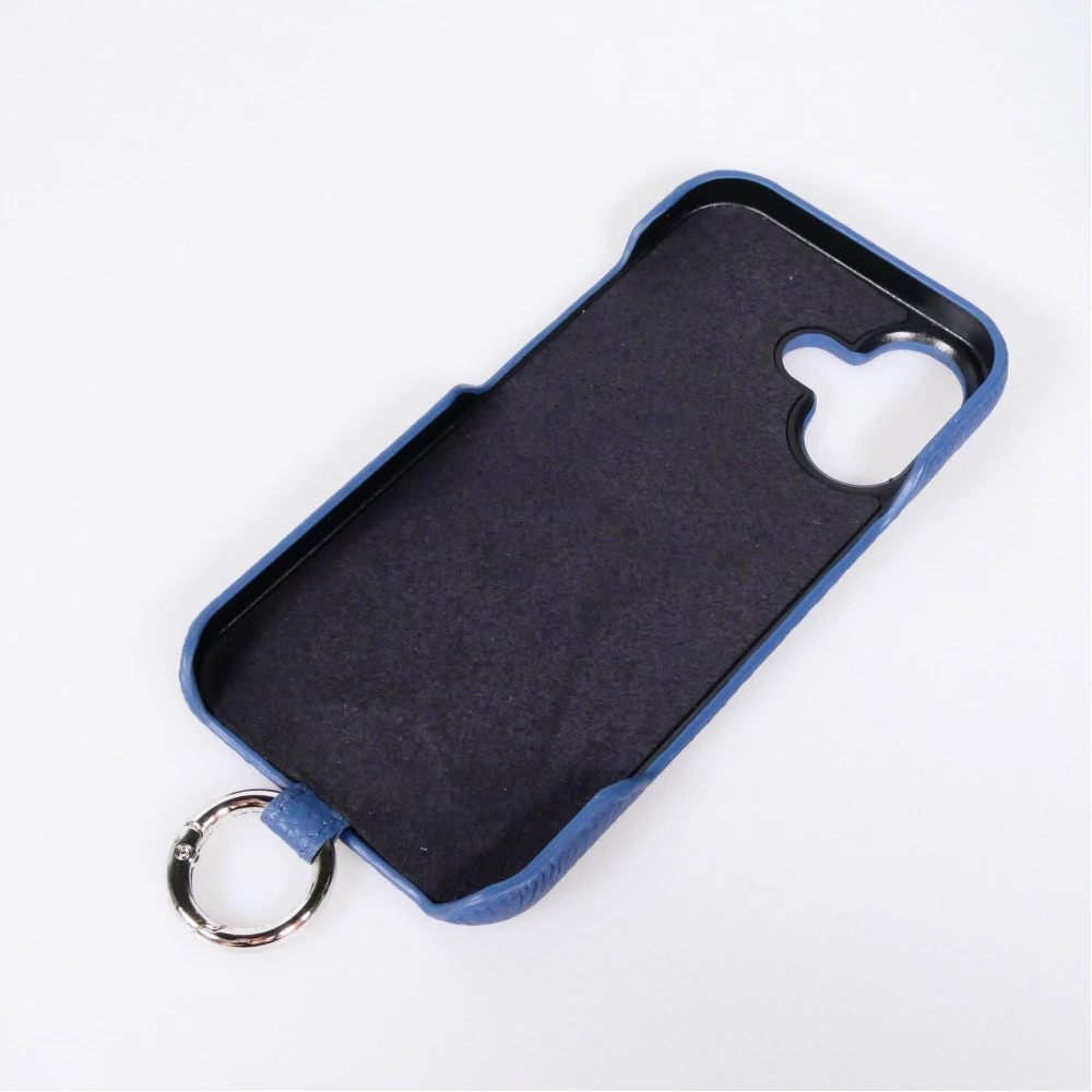iPhone 17 Case Hülle - Urban Chic in Echtleder mit Schulterkordel und Rundumschutz - Blau