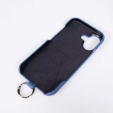 iPhone 17 Case Hülle - Urban Chic in Echtleder mit Schulterkordel und Rundumschutz - Blau