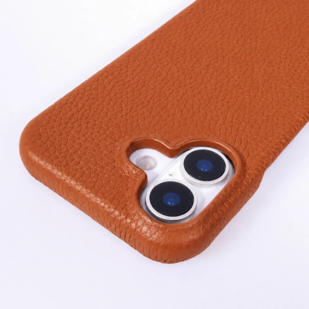 Coque iPhone 17 - Urban Chic cuir véritable avec cordon bandoulière protection intégrale - Brun
