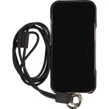 iPhone 17 Case Hülle - Urban Chic in Echtleder mit Schulterkordel und Rundumschutz - Schwarz