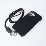 iPhone 17 Case Hülle - Urban Chic in Echtleder mit Schulterkordel und Rundumschutz - Schwarz