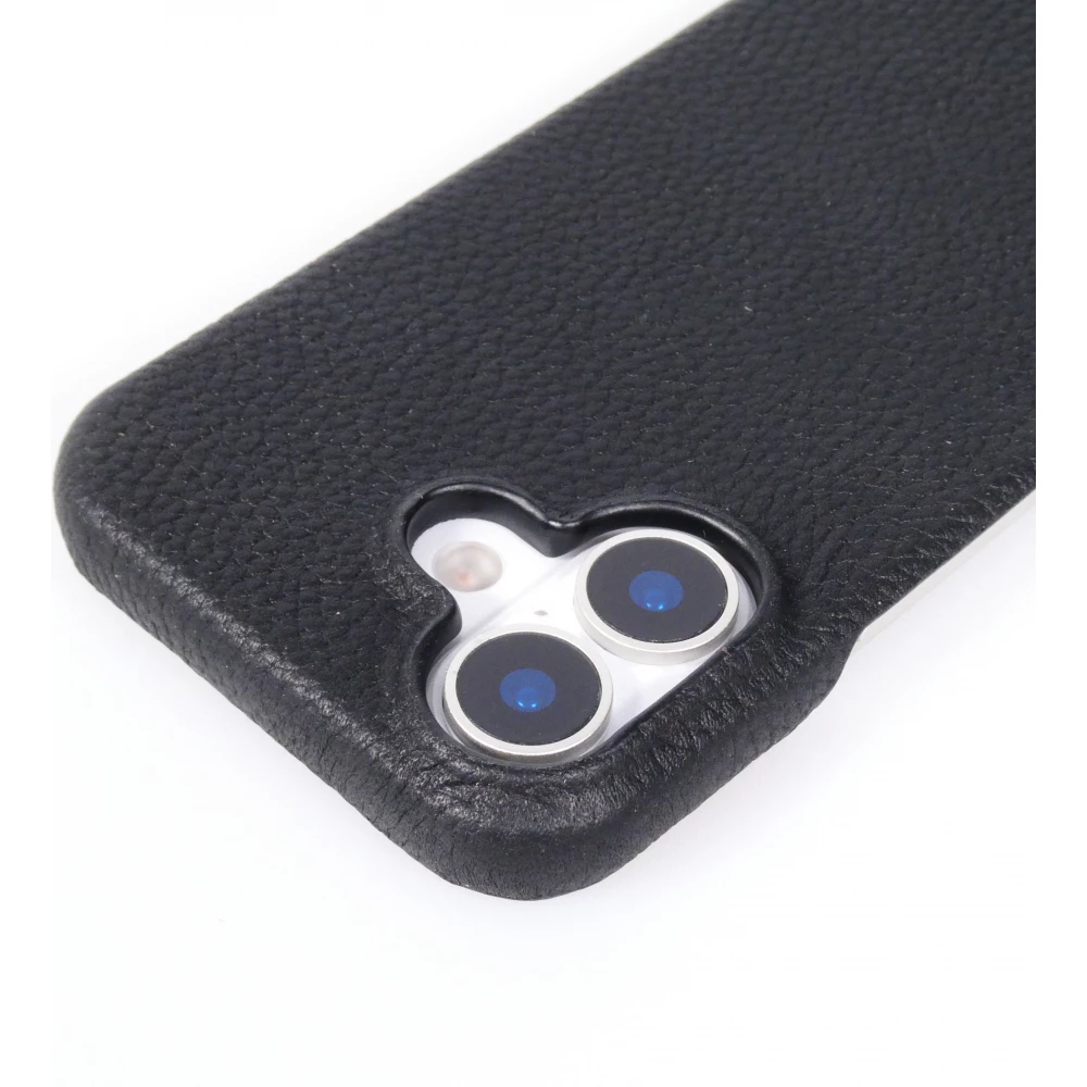 iPhone 17 Case Hülle - Urban Chic in Echtleder mit Schulterkordel und Rundumschutz - Schwarz