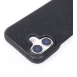 iPhone 17 Case Hülle - Urban Chic in Echtleder mit Schulterkordel und Rundumschutz - Schwarz