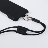 iPhone 17 Case Hülle - Urban Chic in Echtleder mit Schulterkordel und Rundumschutz - Schwarz