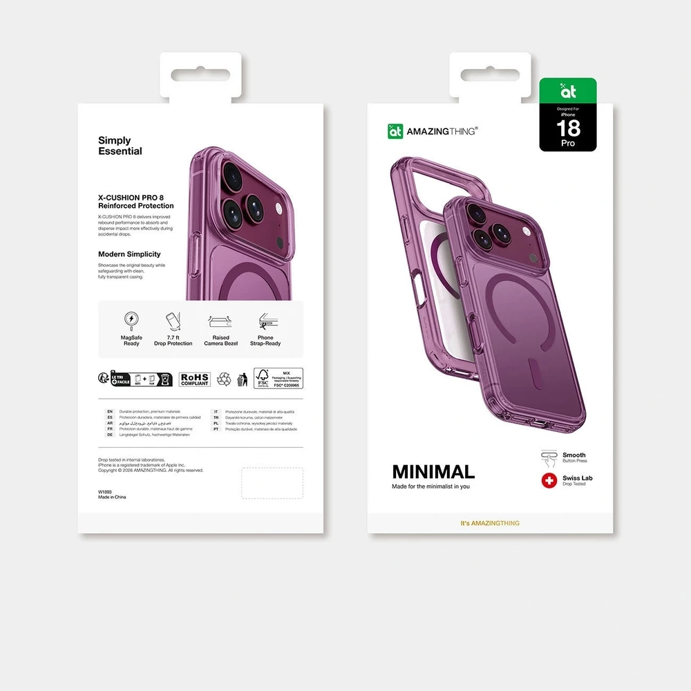 Coque iPhone 18 Pro / 17 Pro - AmazingThing Minimal Mag avec protection antichoc et compatibilit&eacute; MagSafe - Violet