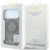 Coque iPhone 18 Pro / 17 Pro - Guess PU 4G avec anneau support 360&deg; MagSafe et cadre m&eacute;tallique - Brun