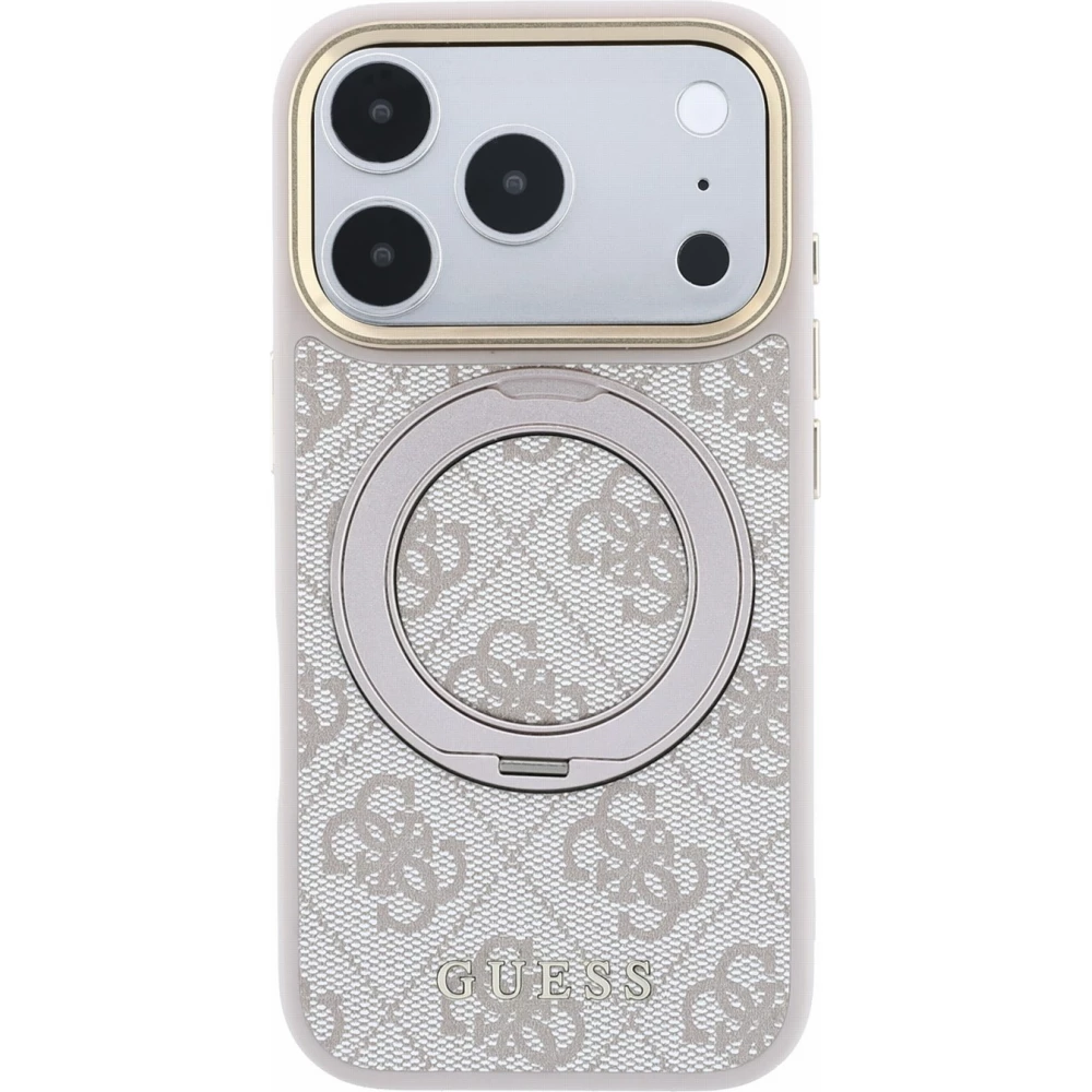 iPhone 18 Pro / 17 Pro Case H&uuml;lle - Guess PU 4G mit 360&deg; MagSafe Halterung und Metallrahmen - Rosa