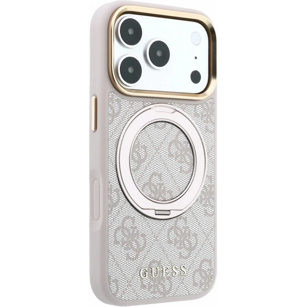 iPhone 18 Pro / 17 Pro Case H&uuml;lle - Guess PU 4G mit 360&deg; MagSafe Halterung und Metallrahmen - Rosa
