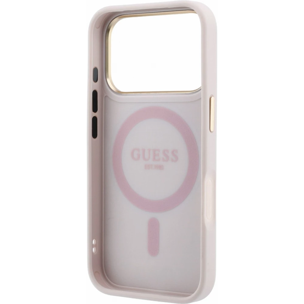 iPhone 18 Pro / 17 Pro Case H&uuml;lle - Guess PU 4G mit 360&deg; MagSafe Halterung und Metallrahmen - Rosa