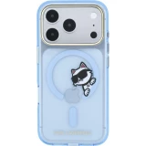 Coque iPhone 18 Pro / 17 Pro - Karl Lagerfeld Choupette Peekaboo MagSafe &eacute;l&eacute;gante et protectrice - Bleu