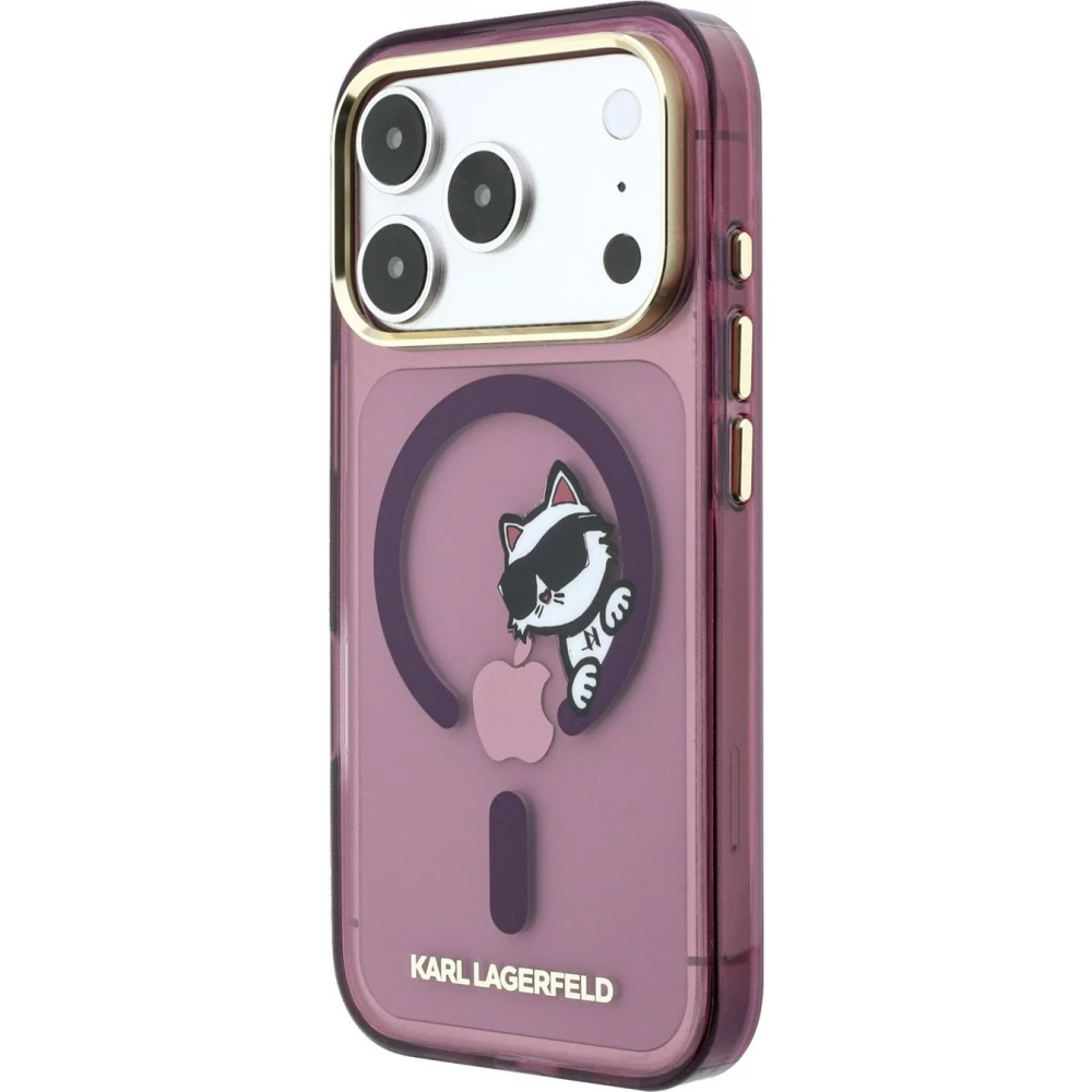 iPhone 18 Pro / 17 Pro Case H&uuml;lle - Karl Lagerfeld Choupette Peekaboo MagSafe Elegante und Schutz - Burgundy