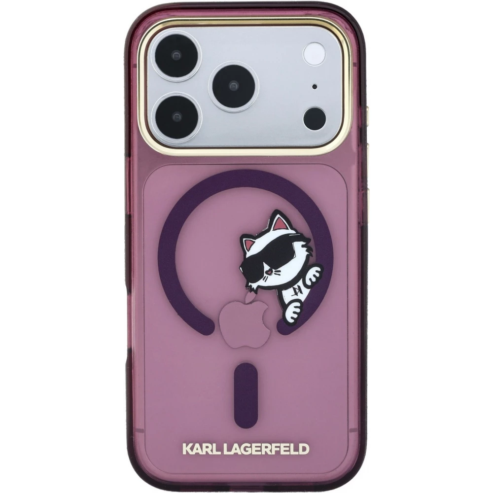 iPhone 18 Pro / 17 Pro Case H&uuml;lle - Karl Lagerfeld Choupette Peekaboo MagSafe Elegante und Schutz - Burgundy