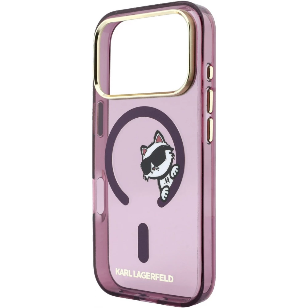 iPhone 18 Pro / 17 Pro Case H&uuml;lle - Karl Lagerfeld Choupette Peekaboo MagSafe Elegante und Schutz - Burgundy