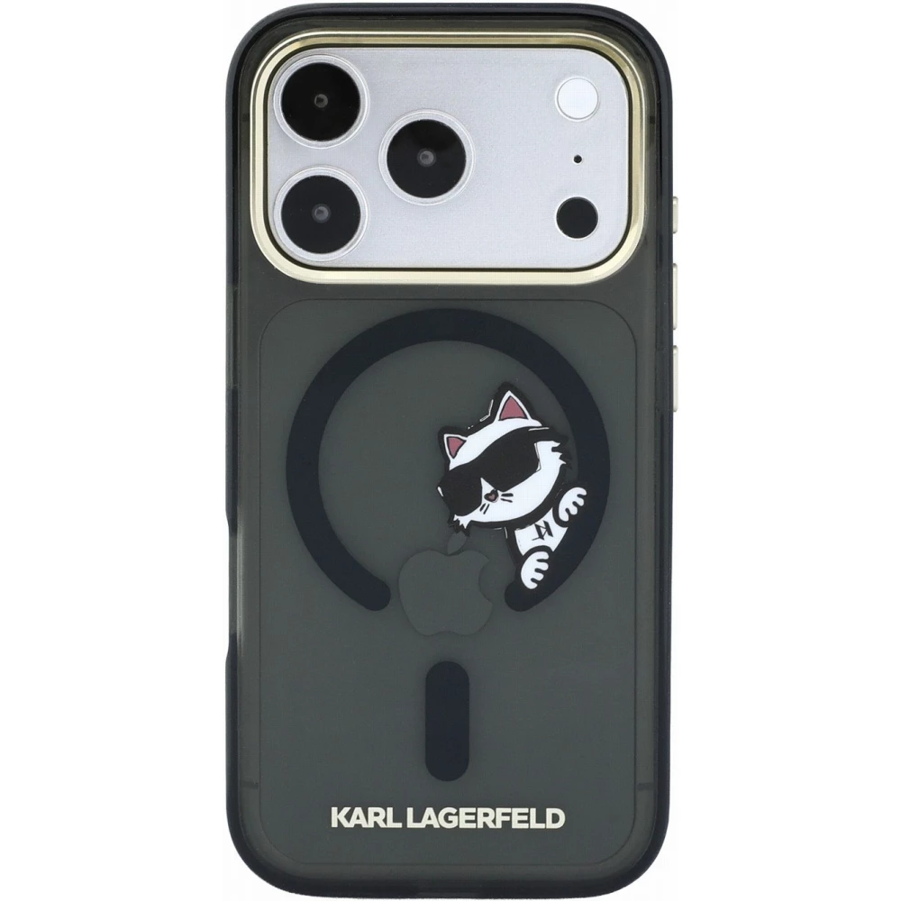 iPhone 18 Pro / 17 Pro Case H&uuml;lle - Karl Lagerfeld Choupette Peekaboo MagSafe Elegante und Schutz - Schwarz