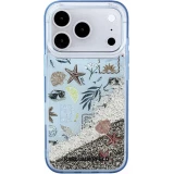 iPhone 18 Pro / 17 Pro Case H&uuml;lle - Karl Lagerfeld Liquid Glitter Beach and Sand mit Fl&uuml;ssigglitzer im Strand- und Sand-Design - Blau