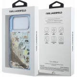 iPhone 18 Pro / 17 Pro Case H&uuml;lle - Karl Lagerfeld Liquid Glitter Beach and Sand mit Fl&uuml;ssigglitzer im Strand- und Sand-Design - Blau