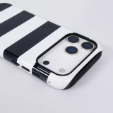 Coque iPhone 18 Pro Max / 17 Pro Max - Bold stripes à rayures noires et blanches double protection avec intérieur en silicone et extérieur en plastique rigide - Noir