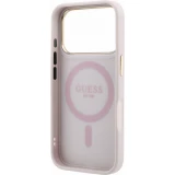Coque iPhone 18 Pro Max / 17 Pro Max - Guess PU 4G avec anneau support 360&deg; MagSafe et cadre m&eacute;tallique - Rose