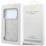 Coque iPhone 18 Pro Max / 17 Pro Max - Guess Strass logo m&eacute;tal en cuir synth&eacute;tique et cadre en m&eacute;tal - Rose