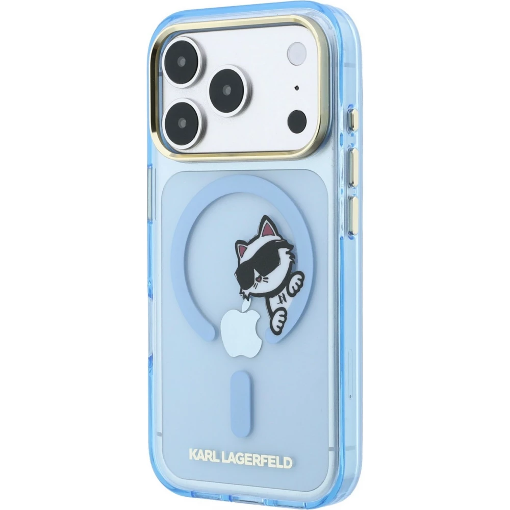 iPhone 18 Pro Max / 17 Pro Max Case H&uuml;lle - Karl Lagerfeld Choupette Peekaboo MagSafe Elegante und Schutz - Blau