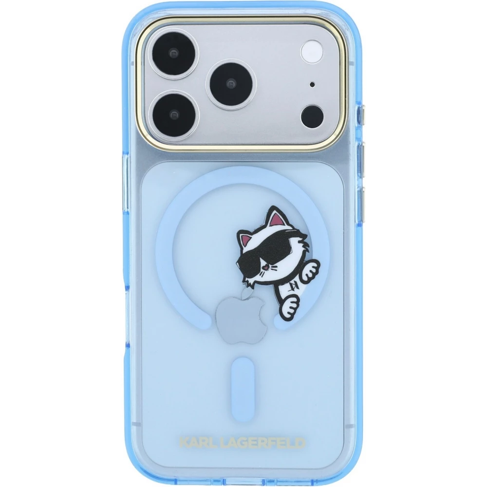iPhone 18 Pro Max / 17 Pro Max Case H&uuml;lle - Karl Lagerfeld Choupette Peekaboo MagSafe Elegante und Schutz - Blau