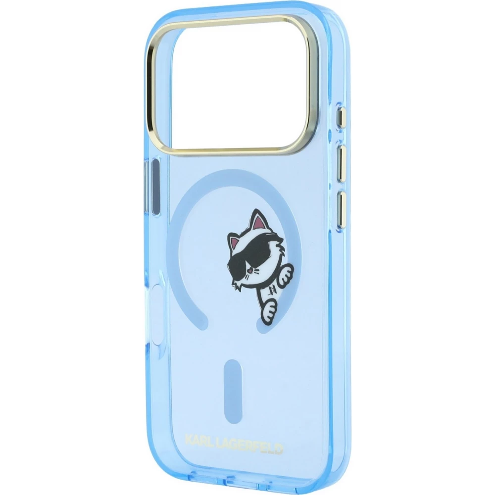 iPhone 18 Pro Max / 17 Pro Max Case H&uuml;lle - Karl Lagerfeld Choupette Peekaboo MagSafe Elegante und Schutz - Blau