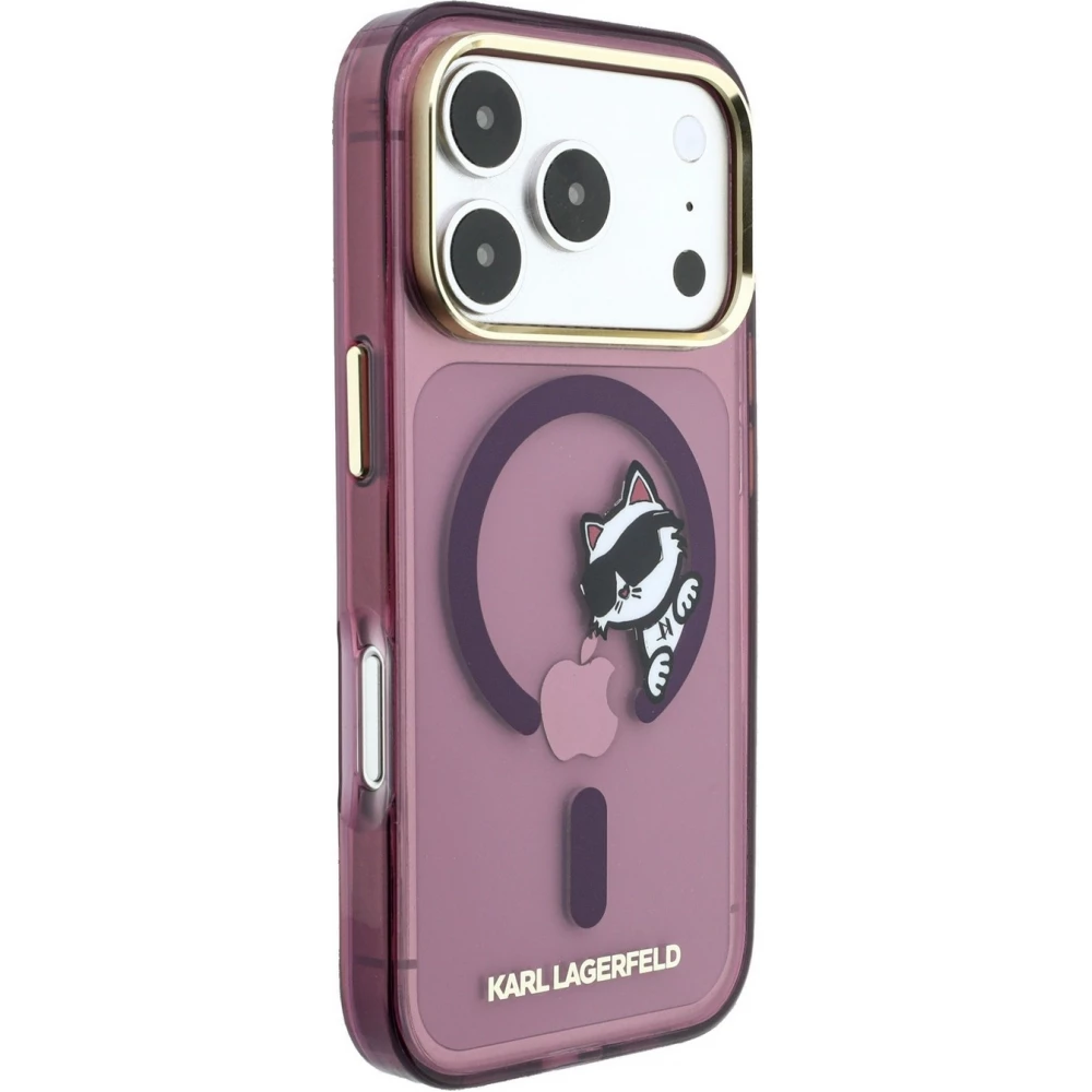 iPhone 18 Pro Max / 17 Pro Max Case H&uuml;lle - Karl Lagerfeld Choupette Peekaboo MagSafe Elegante und Schutz - Burgundy