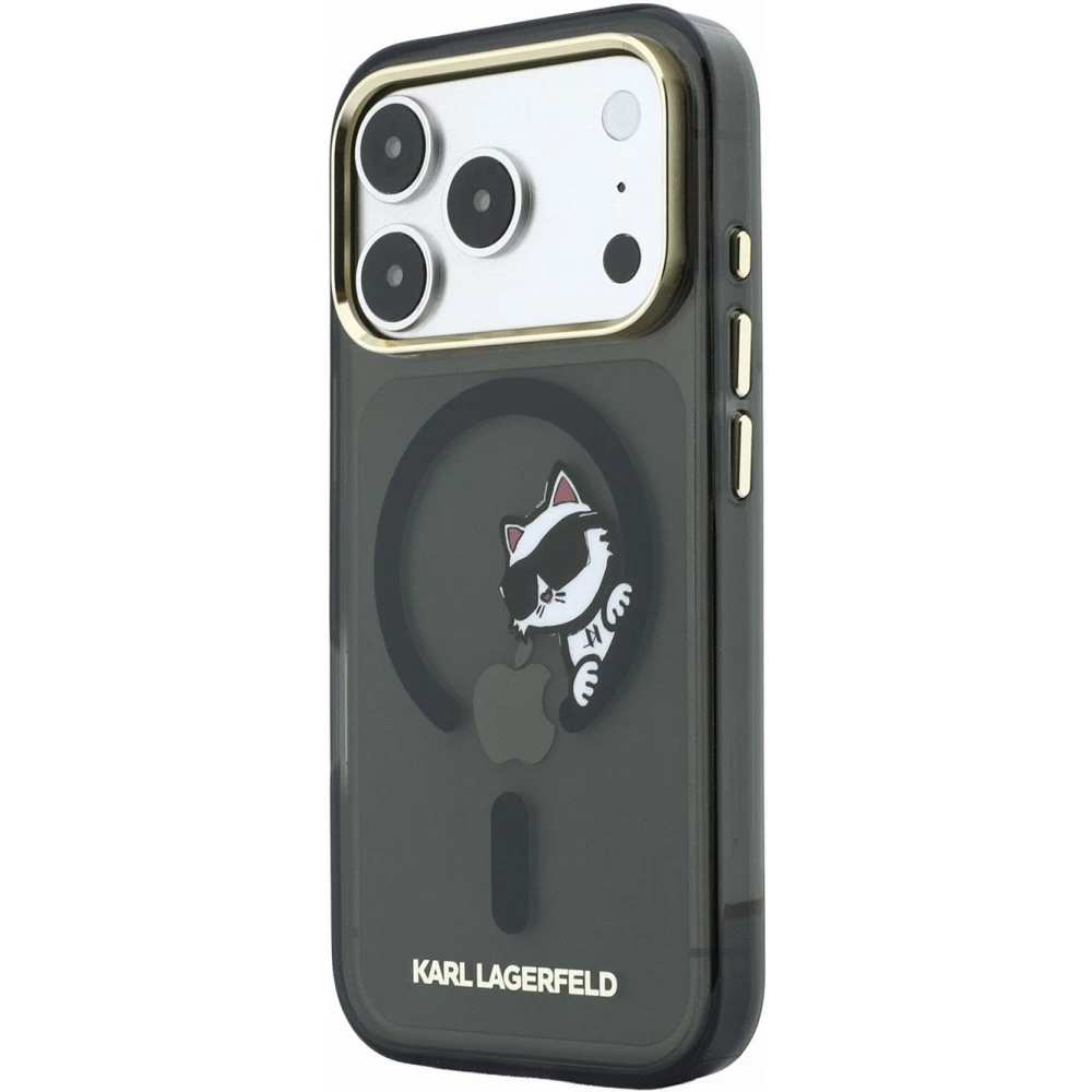 Coque iPhone 18 Pro Max / 17 Pro Max - Karl Lagerfeld Choupette Peekaboo MagSafe &eacute;l&eacute;gante et protectrice - Noir