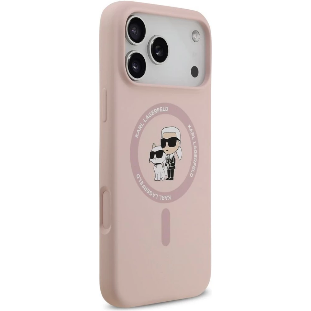 iPhone 18 Pro Max / 17 Pro Max Case H&uuml;lle - Karl Lagerfeld Silikonh&uuml;lle mit Karl und Choupette Design MagSafe-kompatibel - Rosa