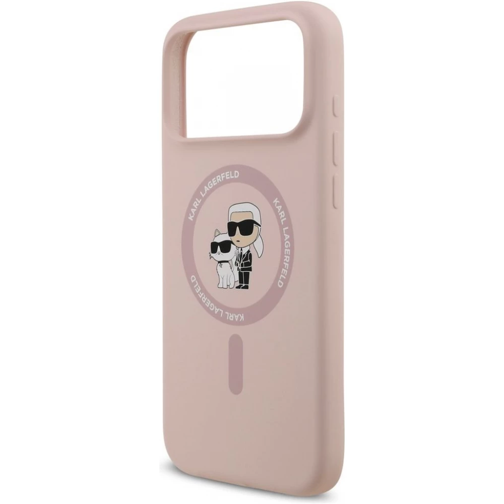iPhone 18 Pro Max / 17 Pro Max Case H&uuml;lle - Karl Lagerfeld Silikonh&uuml;lle mit Karl und Choupette Design MagSafe-kompatibel - Rosa