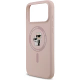 iPhone 18 Pro Max / 17 Pro Max Case H&uuml;lle - Karl Lagerfeld Silikonh&uuml;lle mit Karl und Choupette Design MagSafe-kompatibel - Rosa