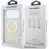 iPhone 18 Pro Max / 17 Pro Max Case H&uuml;lle - Karl Lagerfeld PU Saffiano MagSafe mit 360&deg; Halterung - Beige