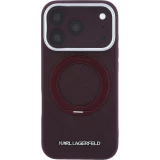 Coque iPhone 18 Pro Max / 17 Pro Max -  Karl Lagerfeld PU Saffiano MagSafe avec anneau de support 360&deg; - Burgundy