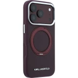 Coque iPhone 18 Pro Max / 17 Pro Max -  Karl Lagerfeld PU Saffiano MagSafe avec anneau de support 360&deg; - Burgundy