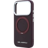 Coque iPhone 18 Pro Max / 17 Pro Max -  Karl Lagerfeld PU Saffiano MagSafe avec anneau de support 360&deg; - Burgundy