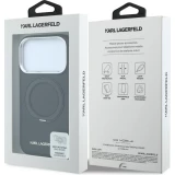 Coque iPhone 18 Pro Max / 17 Pro Max - Karl Lagerfeld PU Saffiano MagSafe avec anneau de support 360&deg; - Noir