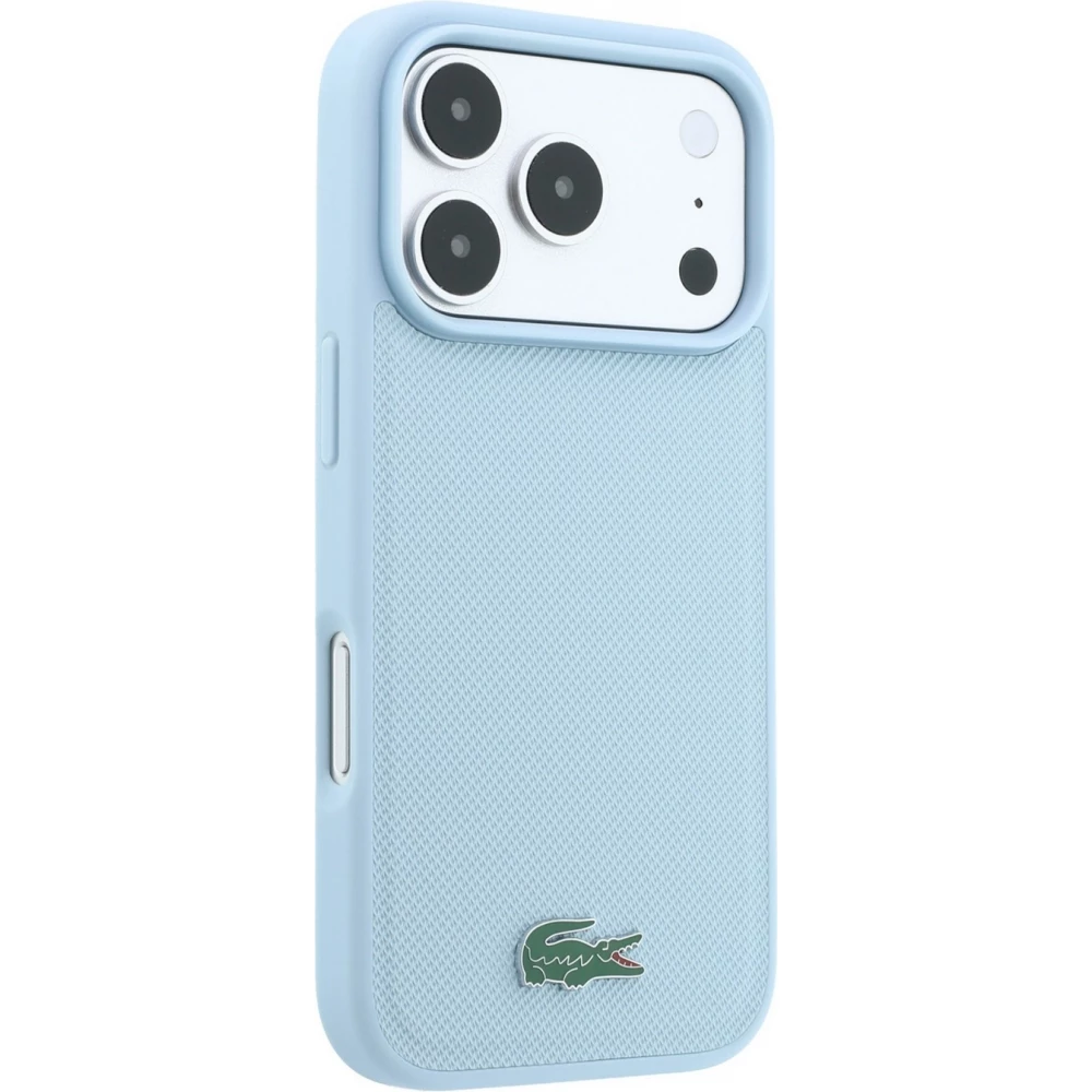 Coque iPhone 18 Pro Max / 17 Pro Max - Lacoste Petit Pique MagSafe avec logo m&eacute;tal protection &eacute;l&eacute;gante et durable - Bleu