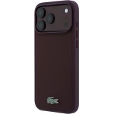 Coque iPhone 18 Pro Max / 17 Pro Max - Lacoste Petit Pique MagSafe avec logo m&eacute;tal protection &eacute;l&eacute;gante et durable - Burgundy