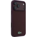 Coque iPhone 18 Pro Max / 17 Pro Max - Lacoste Petit Pique MagSafe avec logo m&eacute;tal protection &eacute;l&eacute;gante et durable - Burgundy