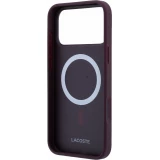 Coque iPhone 18 Pro Max / 17 Pro Max - Lacoste Petit Pique MagSafe avec logo m&eacute;tal protection &eacute;l&eacute;gante et durable - Burgundy