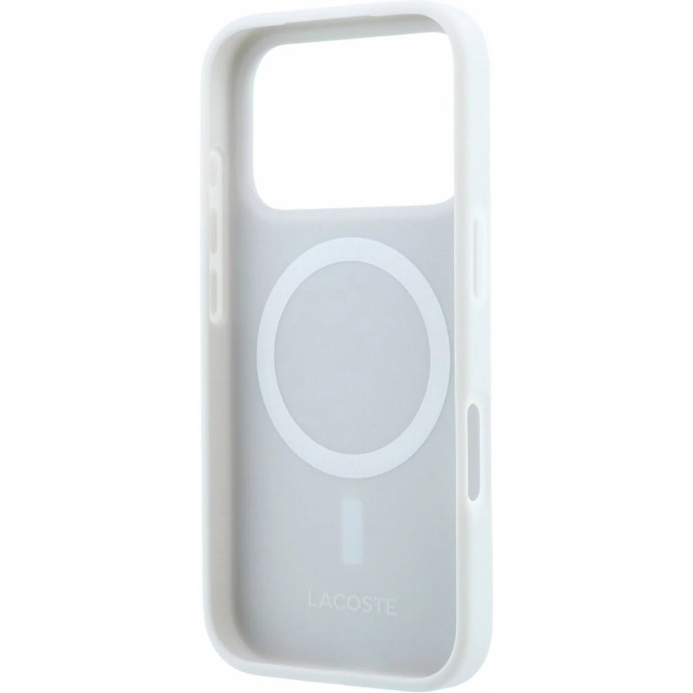 Coque iPhone 18 Pro Max / 17 Pro Max - Lacoste Petit Pique MagSafe avec logo m&eacute;tal protection &eacute;l&eacute;gante et durable - Light Grey