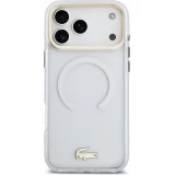 Coque iPhone 18 Pro Max / 17 Pro Max - Lacoste transparente anti-chocs avec logo or givr&eacute; compatible avec MagSafe - Transparent