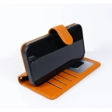 Coque iPhone 18 Pro / 17 Pro - Leather Prestige en cuir véritable avec porte-cartes fermeture magnétique et support intégré - Brun