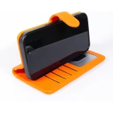 iPhone 18 Pro / 17 Pro Case Hülle - Leather Prestige aus echtem Leder mit Kartenfächern Magnetverschluss und integrierter Standfunktion - Orange